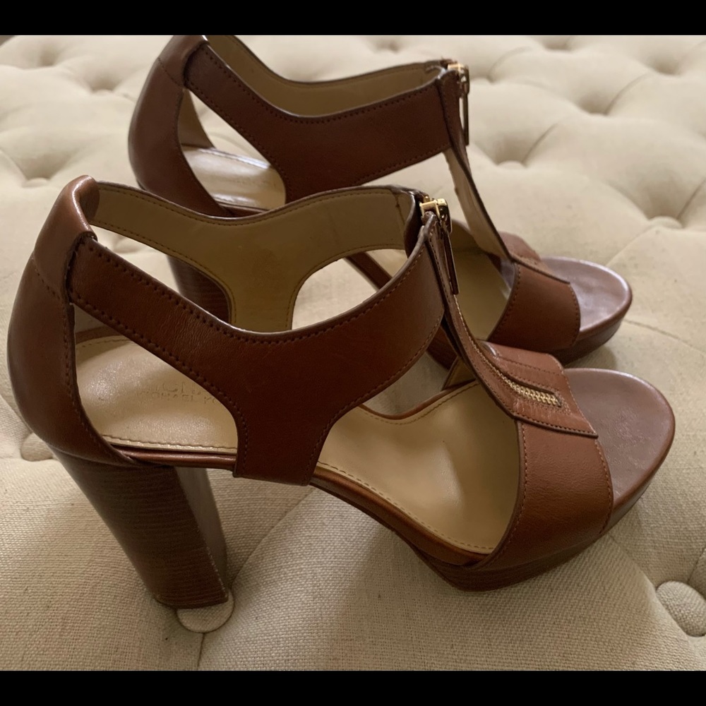 Zipper front genuine leather heels